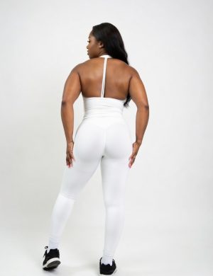 V-waist scrunch sculpt leggings - White